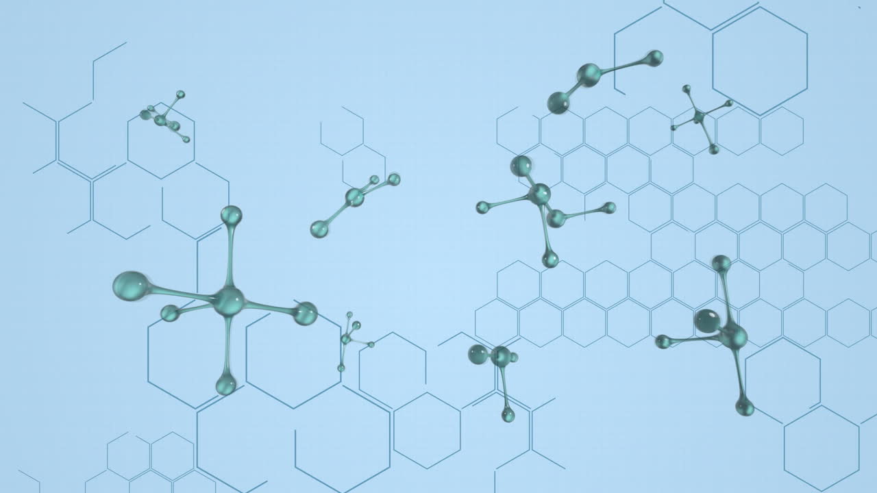 animación de moléculas flotando sobre la fórmula química