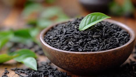 black tea leaves in a bowl