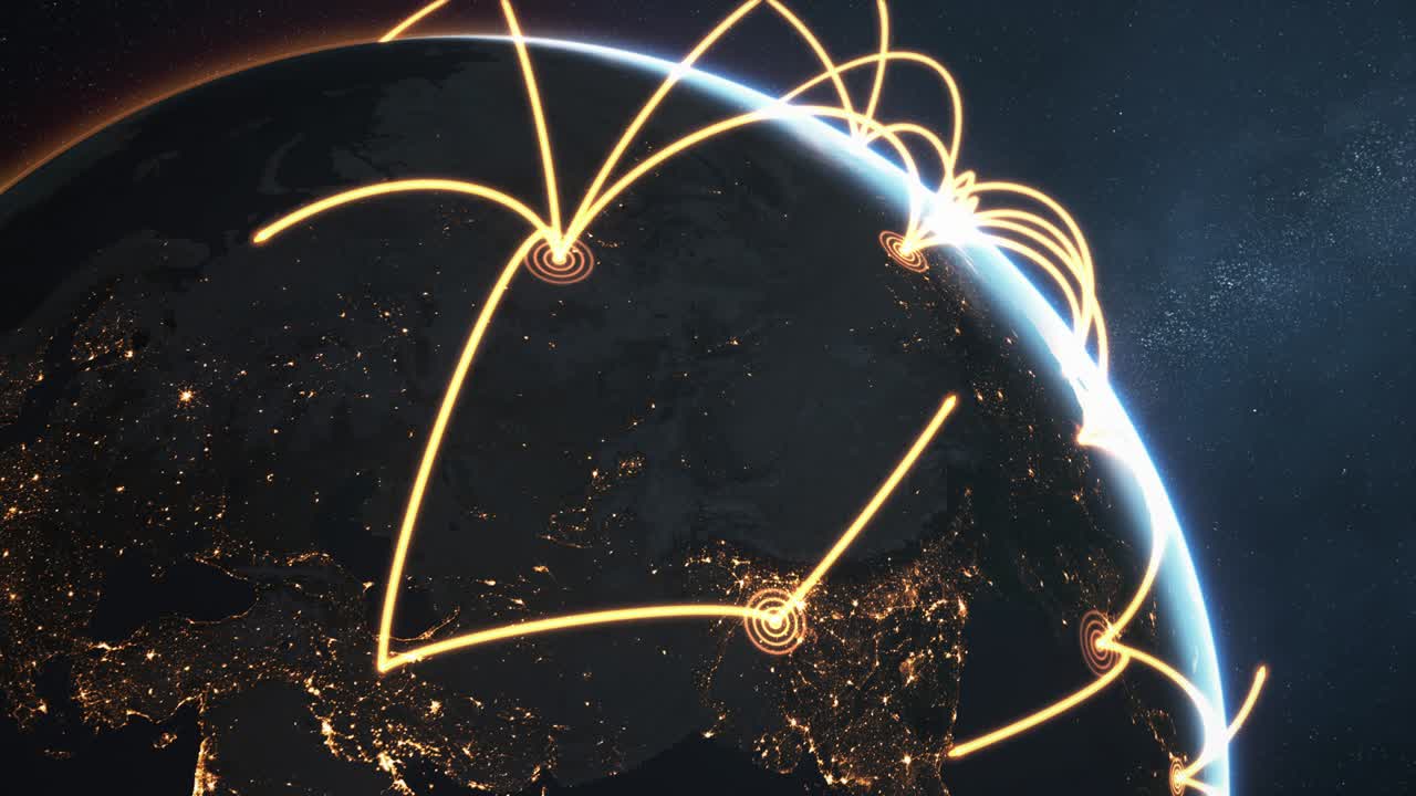 глобальный сетевой цикл - оранжевая ночная версия земли