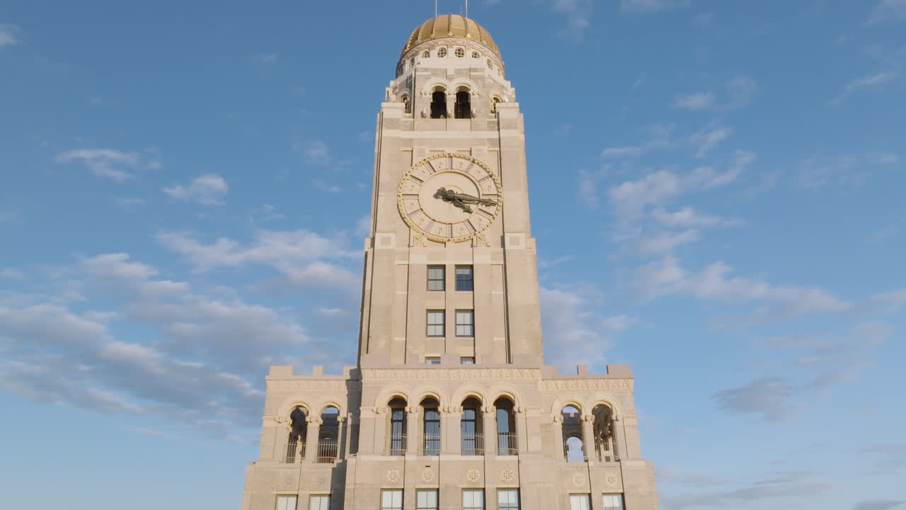 Aerial view of Brooklyn's One Hanson Place. Shot on a winter afternoon in New York City.