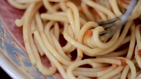 spaghetti on a plate with fork stock footage