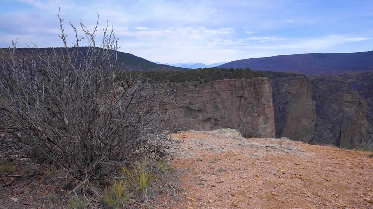 4K Dolly black canyon of the gunnison with Brush