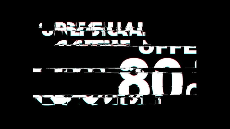 Special Offer 80% Percent off Glitch Effect Text Digital TV Distortion 4K Loop Animation