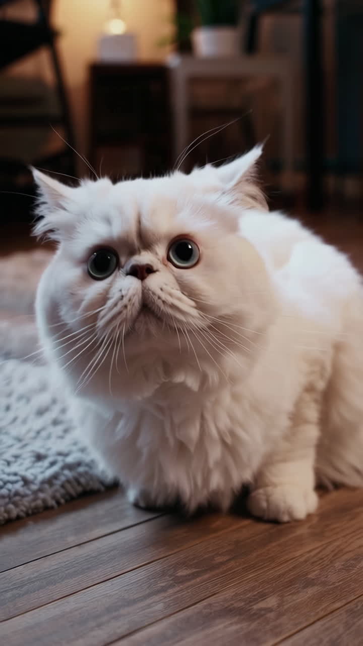 Adorable White Fluffy Cat Moments