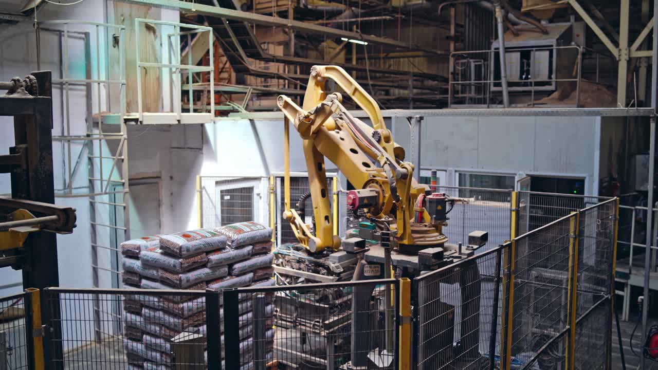 Sawmill processing on machines. Production line of the sawmill factory