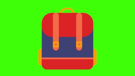 animation of a backpack icon on a green screen