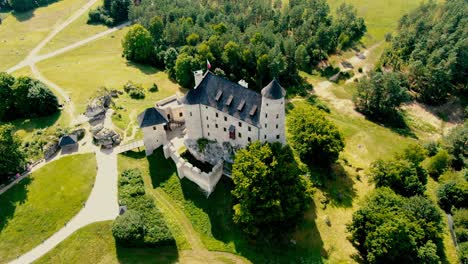 morning aerial view on the medieval royal castle bobolice