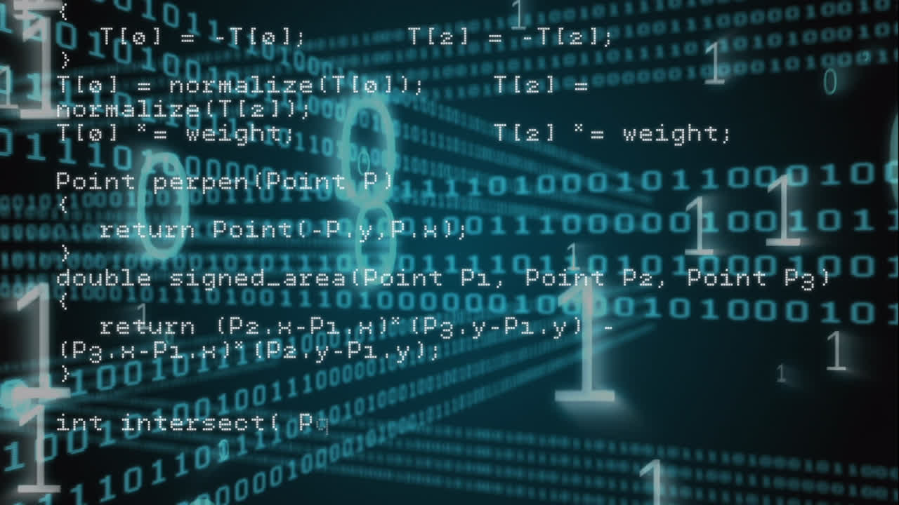 animación del procesamiento de datos sobre un fondo negro