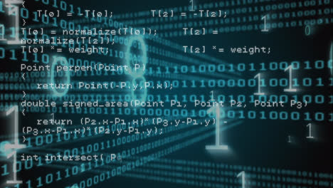 animación del procesamiento de datos sobre un fondo negro