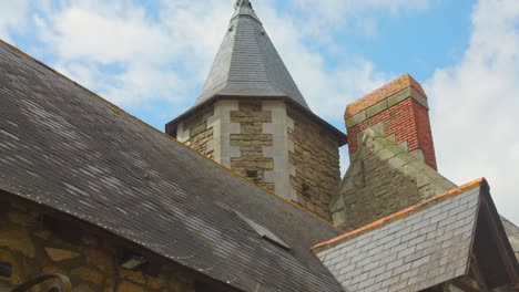 medieval french roof of manoir de la hautière on a daytime in nantes, france