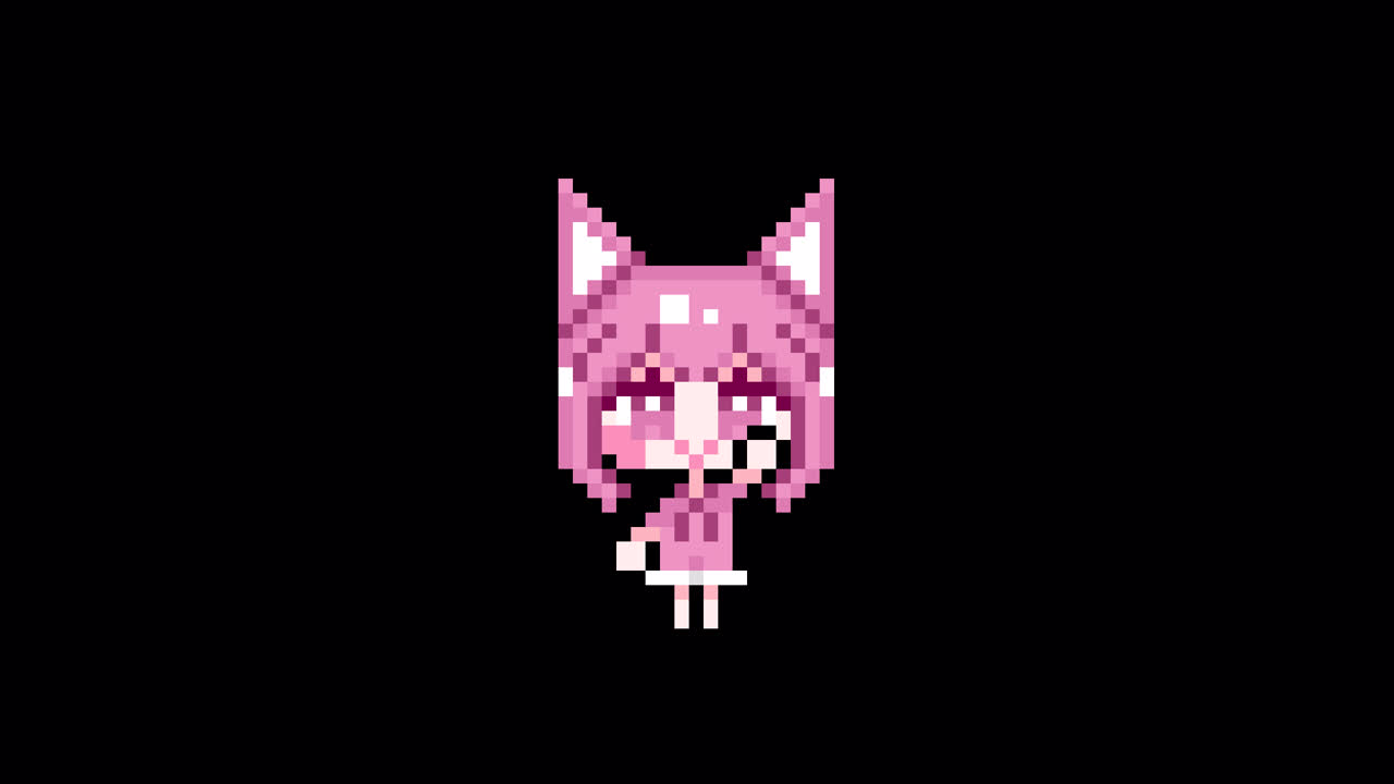 Pixel Cat girl Raising hand short hair Looping animation. 1080p (1).mov