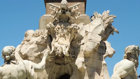 Detalle-De-La-Fuente-De-Los-Cuatro-Ríos,-Roma,-Italia