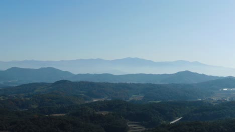a panoramic view of a peaceful mountain in the distance.