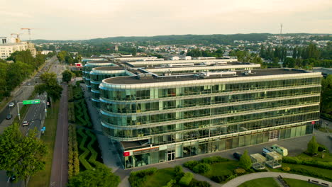 aerial shot of modern pomeranian science and technology park building is the largest facility of this type implementing a number of projects for the development of pomerania,poland