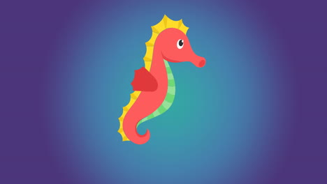 animation of seahorse over blue background