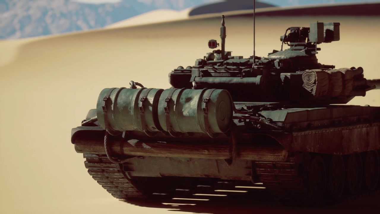 Forlatt rusten militærtank hviler stille i et vidstrakt, karrig terreng