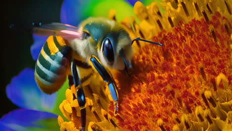 a close-up view of a bee on a flower
