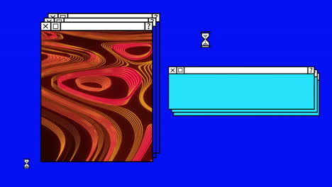 animation of digital interface with red shapes and copy space on blue background