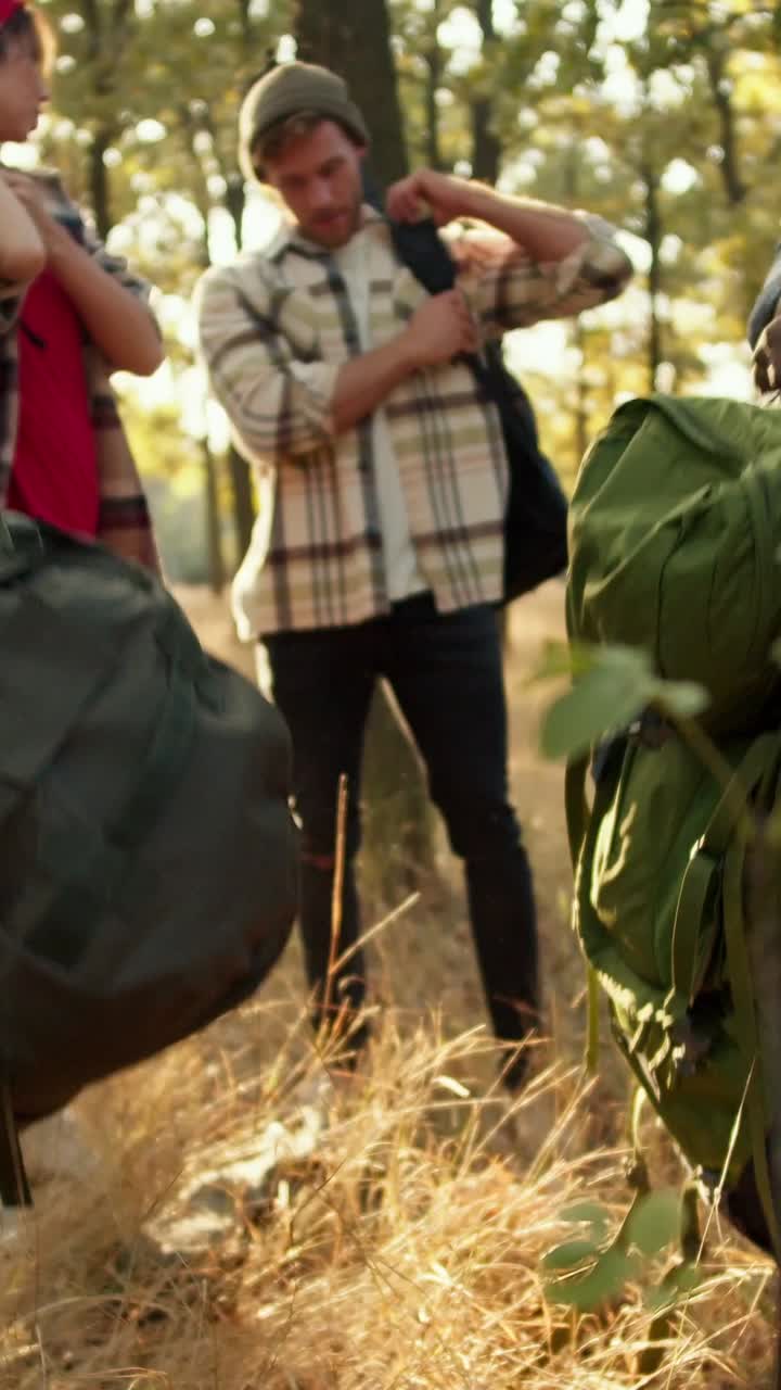 Friends Hiking in the Woods