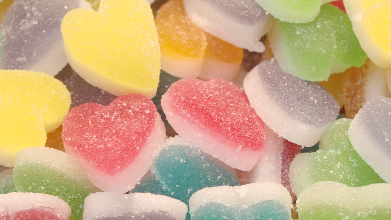 Heart-shaped gummy candies