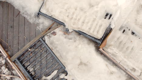 wrecked aftermath of broken building from deadly snowstorm in new york