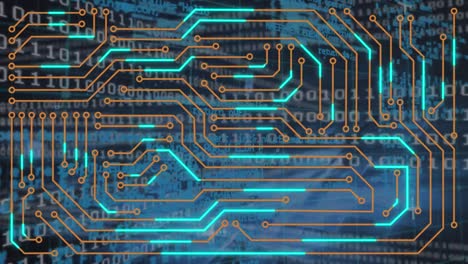 animación de un circuito integrado sobre el procesamiento de datos sobre fondo negro