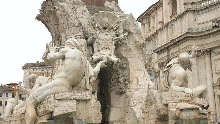 Allegories Of The Fontana dei Quattro Fiumi In the Piazza Navona in Rome, Italy
