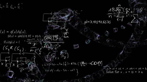 ecuaciones matemáticas que se mueven contra un fondo negro