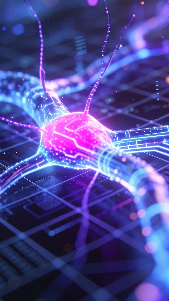 Receiving signal, synthetic neuron pulsing on circuit grid, sending pulses along filaments