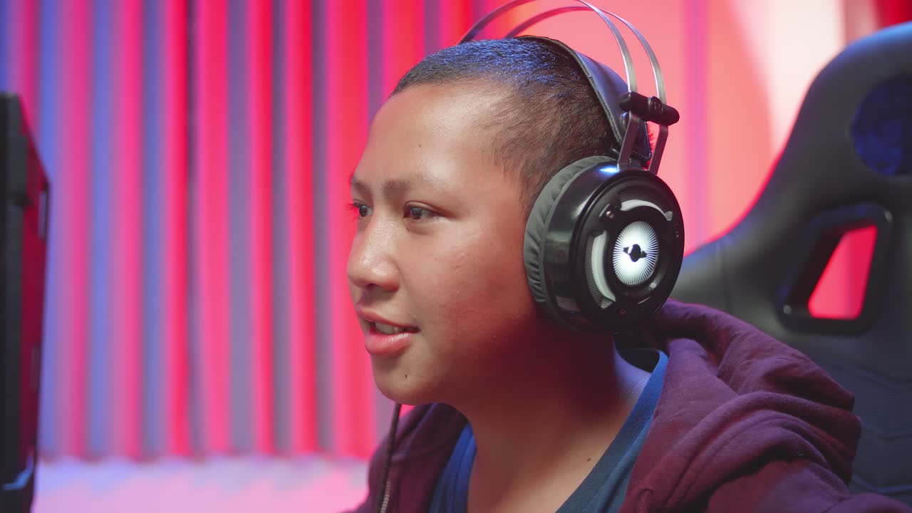 Young gamer enjoying a video game session