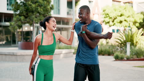 couple stretching outdoors