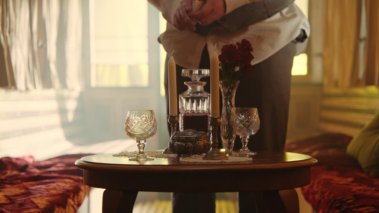 Elegant Dinner Setting with a Man