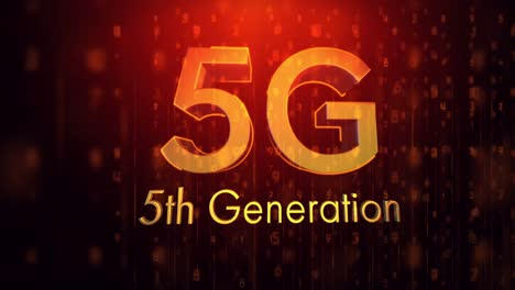 Animation-Von-5g-Text-Der-5.-Generation-über-Sich-Bewegenden-Leuchtenden-Punkten