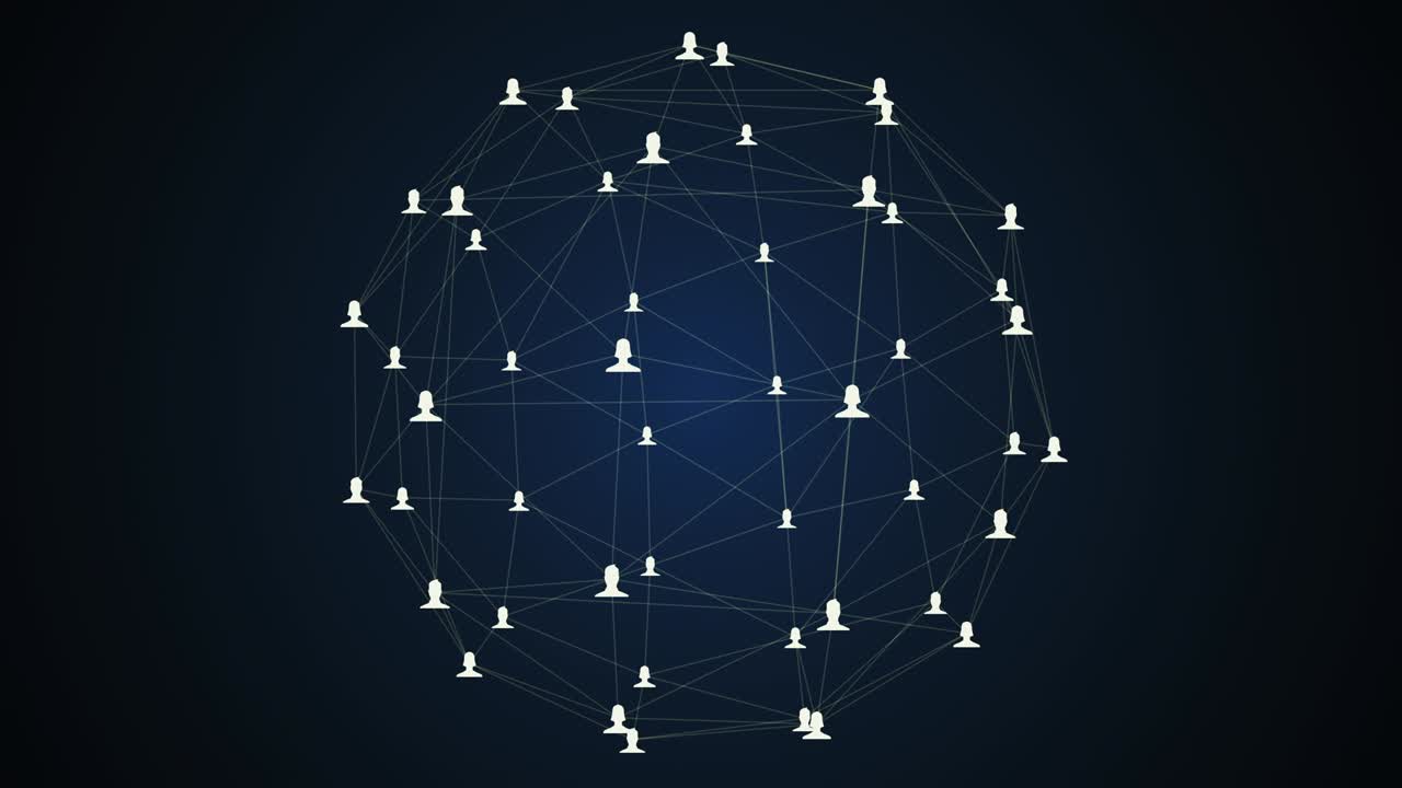 muchas conexiones entre avatares de hombres y mujeres conectados en la red social