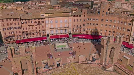 aerial view of torre del mangia in siena, tuscany, italy