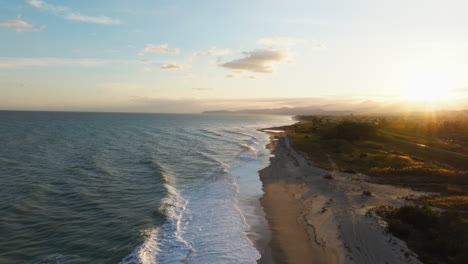 ocean waves crash on the coast line during a heavenly sunset at easter