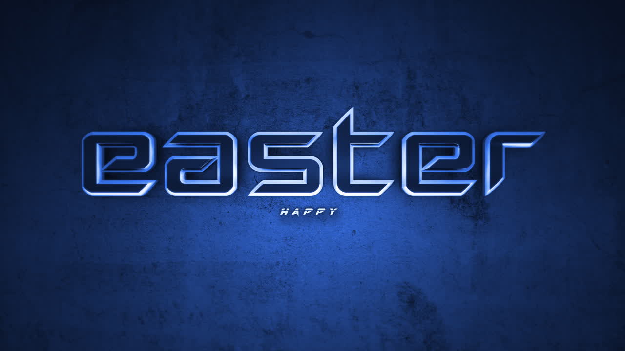 Monochrome Happy Easter on blue grunge wall