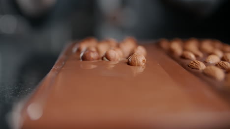 making a chocolate bar with nuts