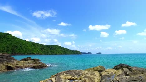 paradise beach of white sand with the island of langkawi malaysia