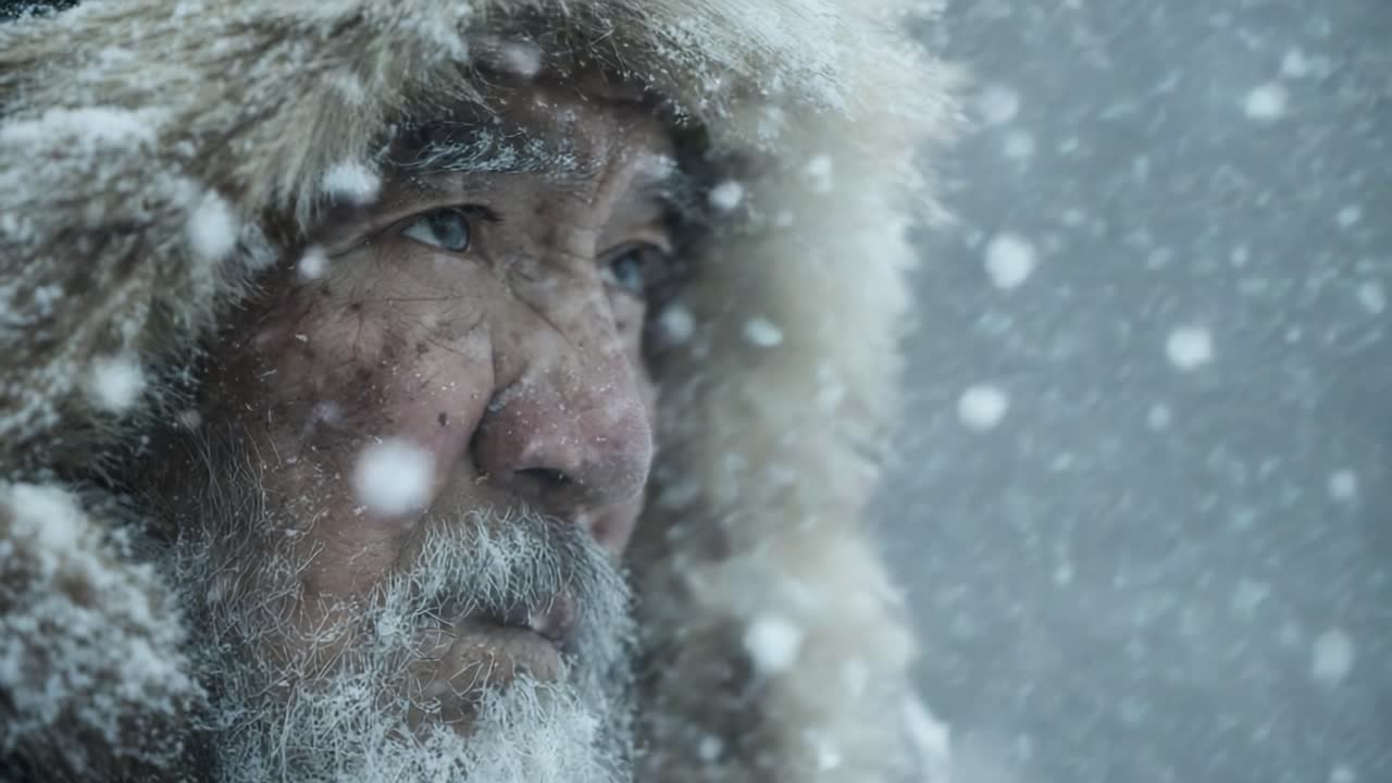 A Resilient Spirit: Capturing the Essence of Endurance Amidst the Harshness of a Snowy Landscape and the Depths of Human Experience