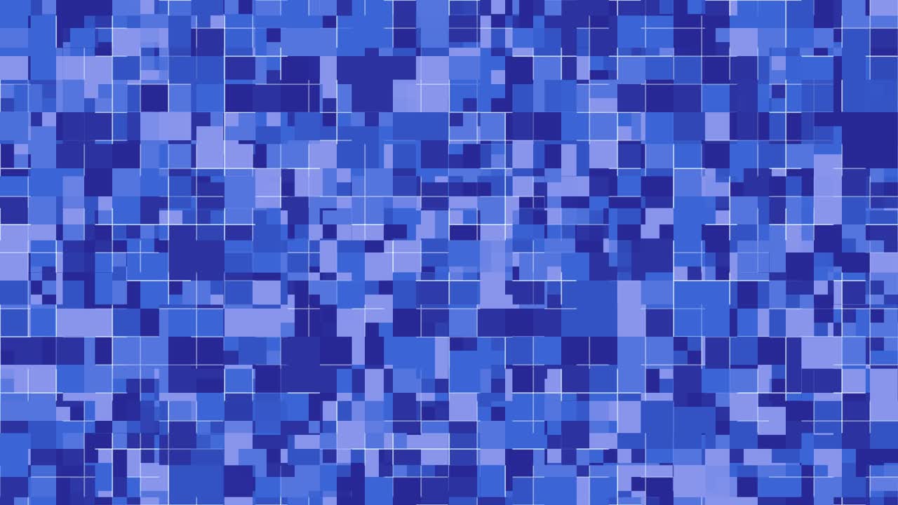 Motivo a griglia pixelata blu, mosaico di tecnologia digitale, geometria quadrata elettronica astratta, animazione di dati futuristica