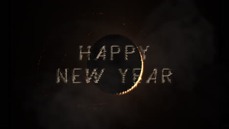 Happy-New-Year-with-planet-and-bright-light-in-black-galaxy