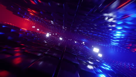 flying through a futuristic tunnel with neon lights. loop animat