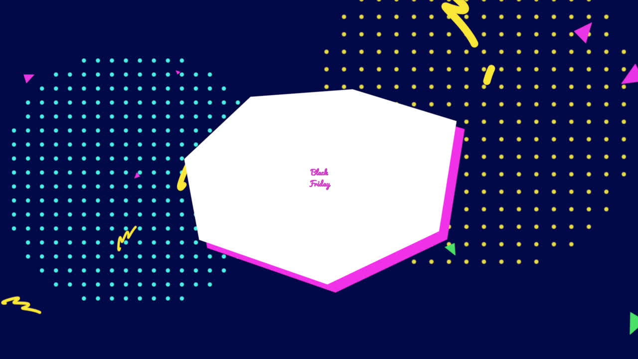 멘피스 기하학 패턴으로 된 블랙 프라이데이 텍스트