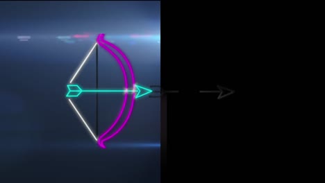 animación de arco de neón y explosión sobre fondo negro