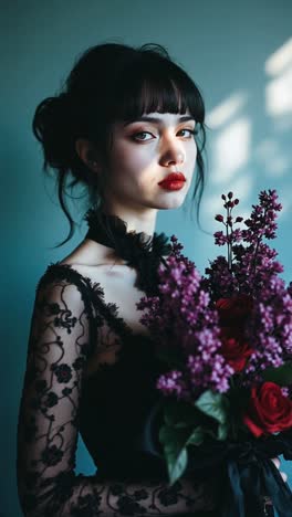 stylish woman with flowers