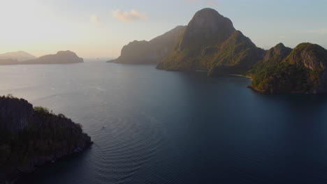 drone shot revealing tropical islands in el nido, palawan