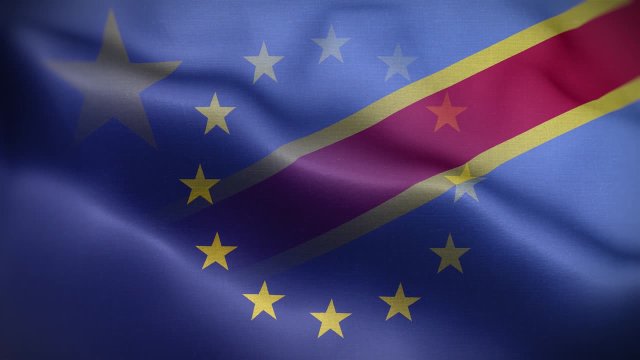 eu república democrática del congo de la bandera bucle de fondo 4k
