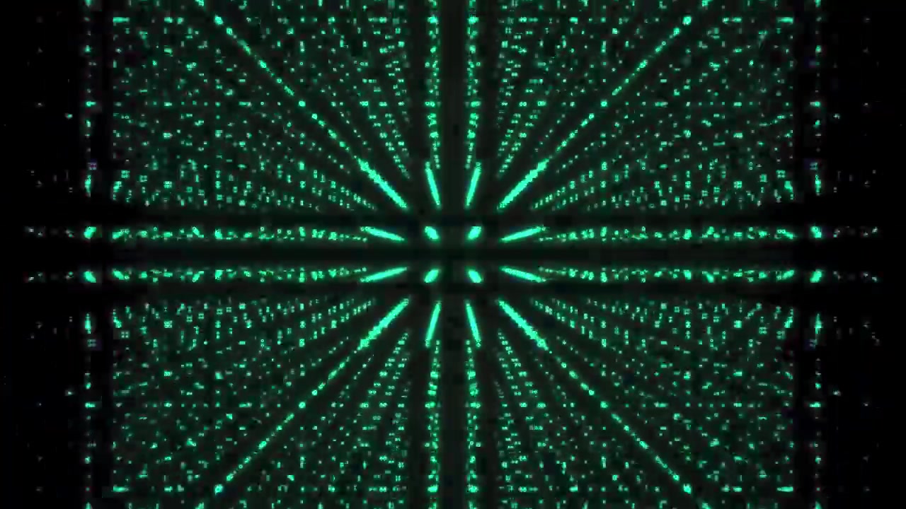Abstract Digital Grid of Glowing Particles Shifting Colors