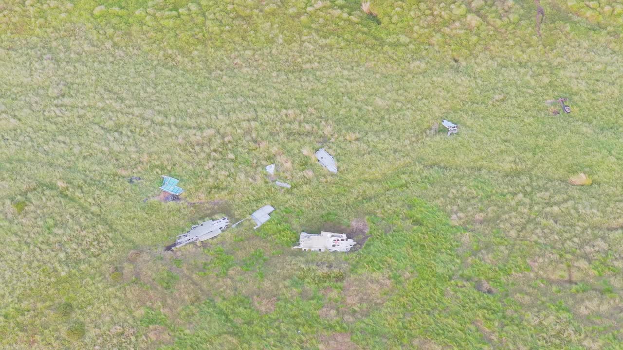 Drone footage capturing what remains of a Sabre F Mk.4 fighter jet crash site. Located in High Peak, Manchester